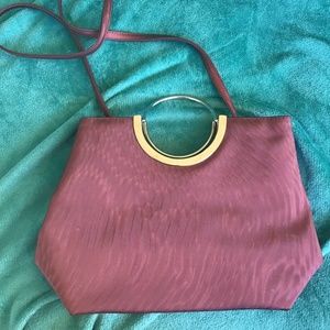 💚3 for $25 Shiny maroon purse with silver metal accent on top
